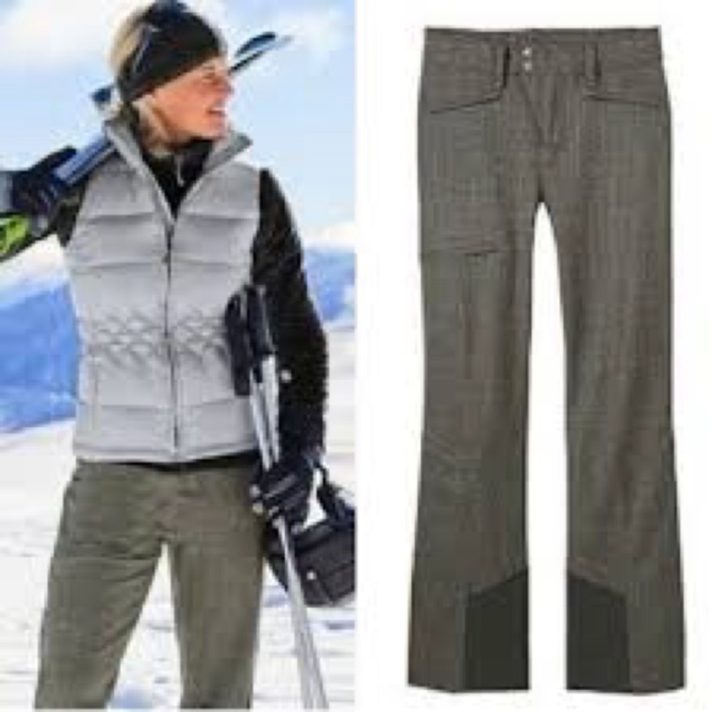 Athleta Women's Gray Plaid Wool Schoeller Super G Snow Ski Pants Sz 6T